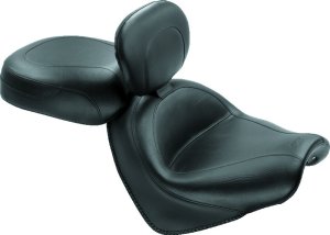 Honda VTX1300C Two-Piece Seat with Driver Backrest - Mustang Motorcycle - Wide Touring, Original - Black - `04-`09